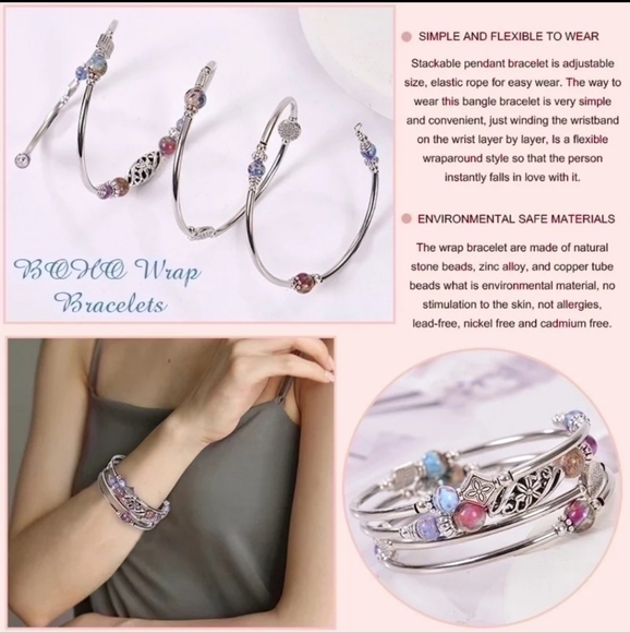Modern Design Pink Wrap Bracelet - Picture 4 of 6